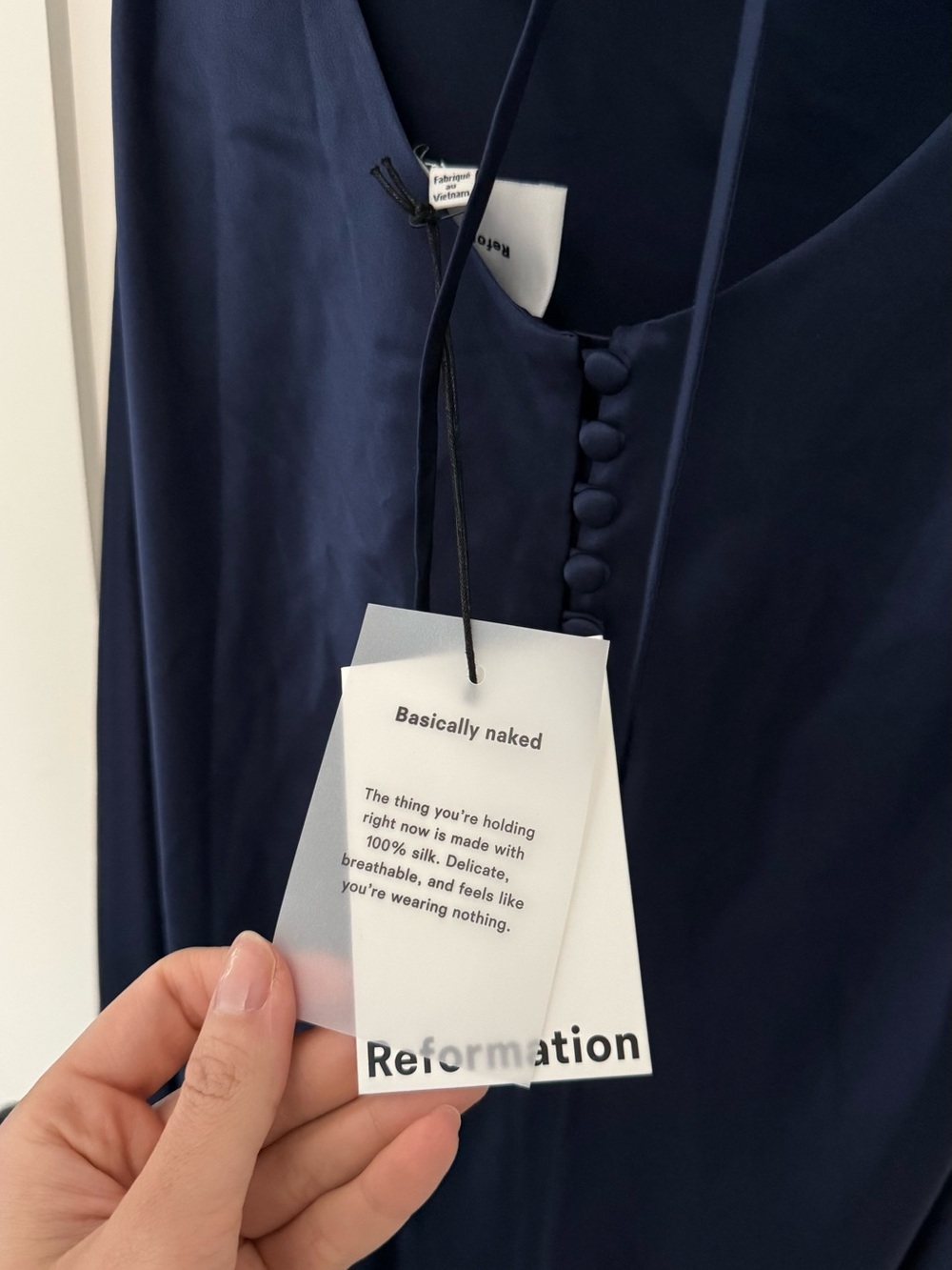 Reformation Jeany Navy Silk Dress - Picture 4 of 5